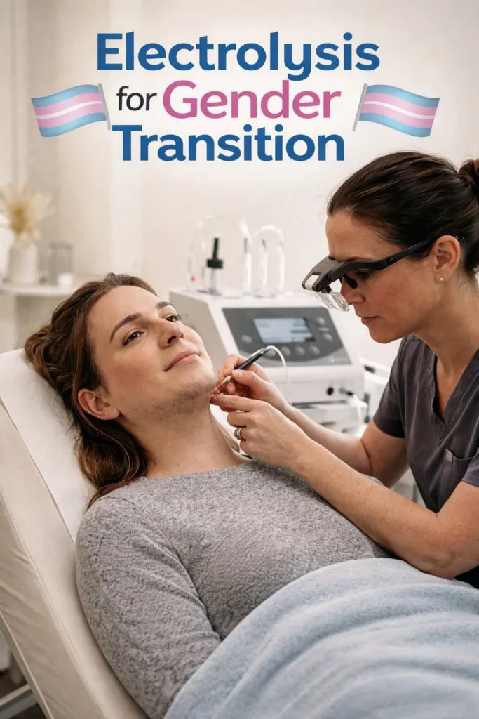 Permanent Hair Removal During Gender Transition 3 Transgender woman receiving electrolysis hair removal