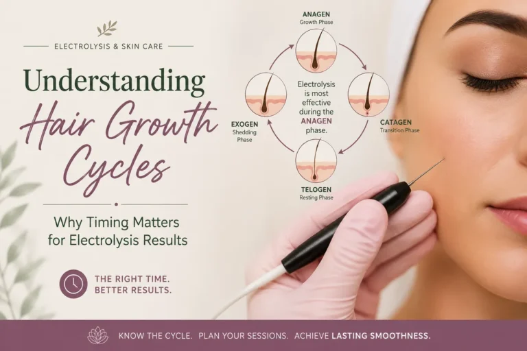 infographic explaining hair growth cycle phases and electrolysis timing for best results